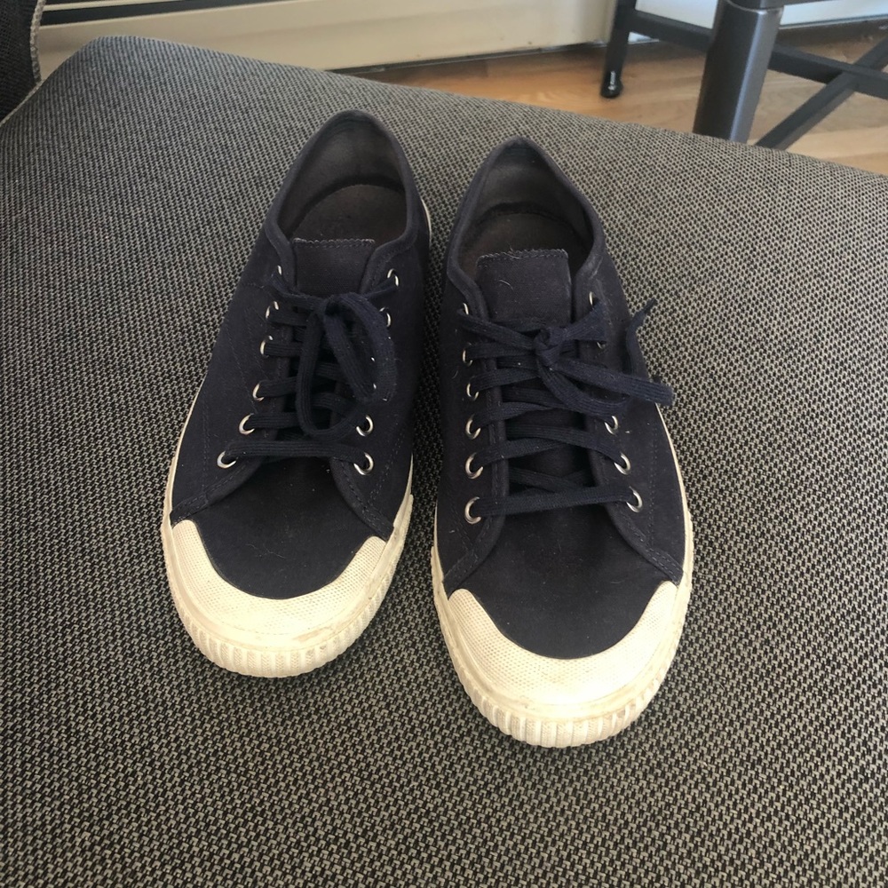Navy and white tretorn sneakers